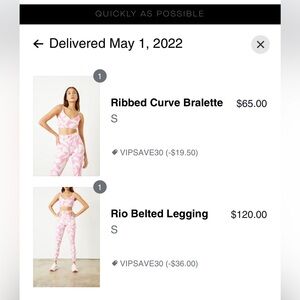 bandier Cute set with ribbed curve bralette and rio belted legging